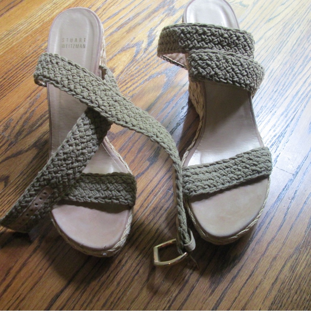 Stuart Weitzman Ankle Wedge Espadrille Sandals size 10